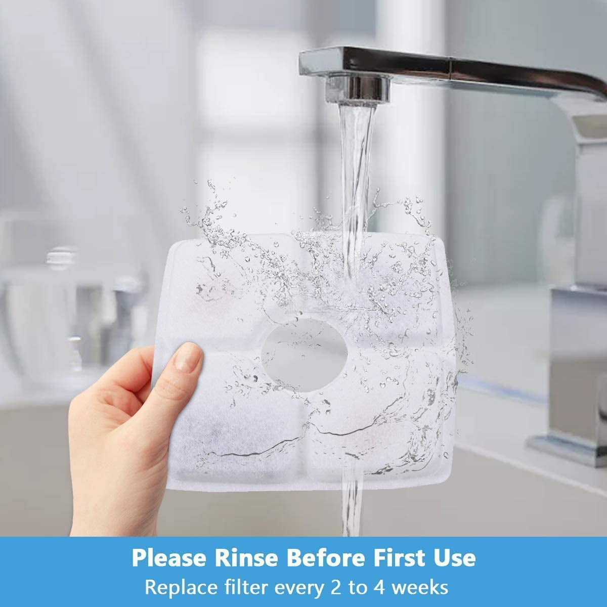 Cat Water Fountain Filter, Square Pet Water Fountain Filters 12 Packs, Cat Water Fountain Filter Replacement for Cat Water Fountain in 84Oz/2.5L (Square Filters 12 Packs)