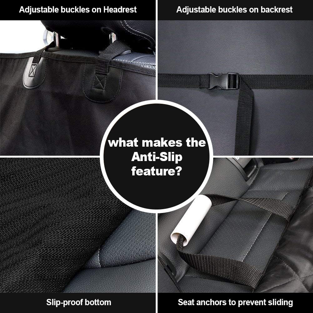 Dog Seat Cover Cars Trucks Suvs, Thick 600D Heavy Duty Pets Car Seat Cover, Waterproof & Wear-Resistant Durable Nonslip Backing & Hammock Convertible, Black, 2 Pack