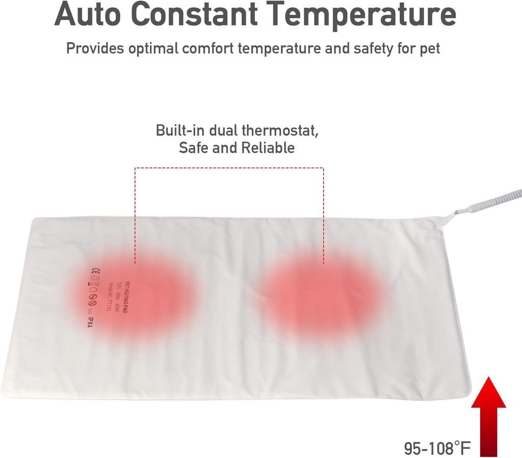 Pet Heating Pad,Cat Dog Electric Pet Heating Pad Indoor Waterproof,Auto Constant Temperature, Chew Resistant Steel Cord (Blue, XS-12" X 12")