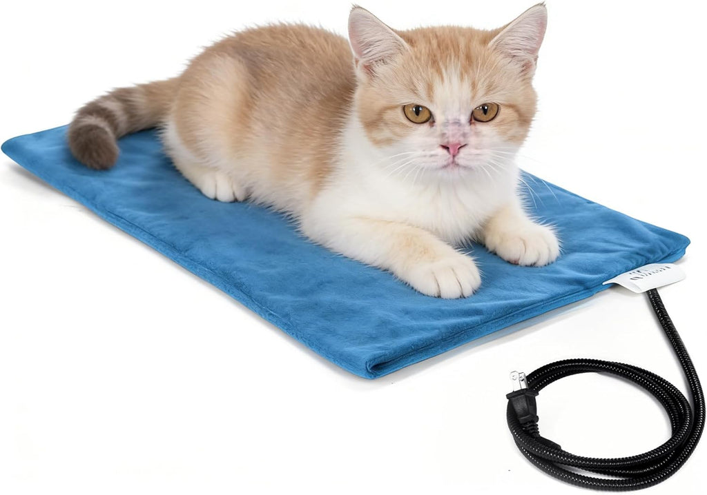 Pet Heating Pad,Cat Dog Electric Pet Heating Pad Indoor Waterproof,Auto Constant Temperature, Chew Resistant Steel Cord (Blue, XS-12" X 12")